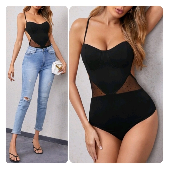Sheer Crisscross Bodysuit - Picture 2 of 8